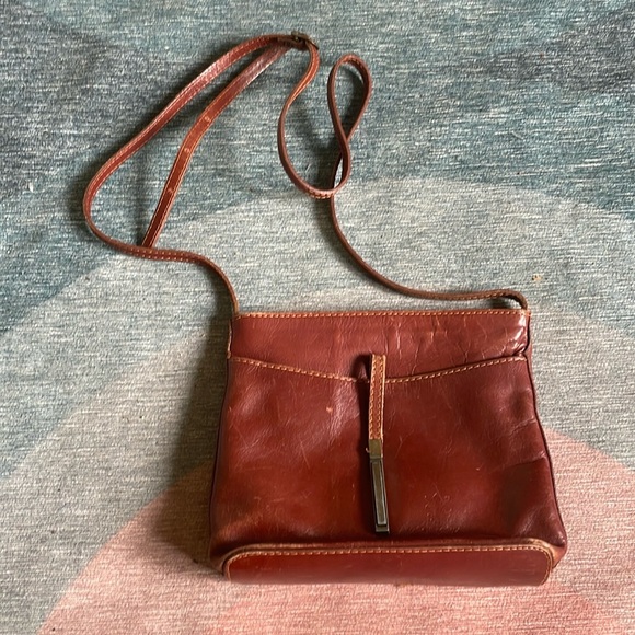 Vera Pelle Vintage Genuine Leather Green Brown Purse - Picture 1 of 13